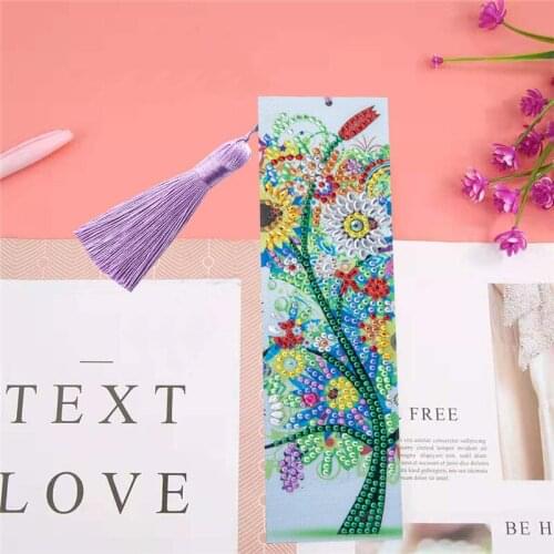 5D Diamond Painting Flower Tree Bookmark Diamond Embroidery Craft Tassel Book Marks for Books Christmas Gifts
