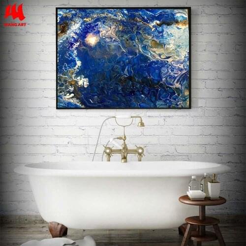 Abstract Art Blue Wall Art Coastal Landscape Giclee Large PRINT on Canvas Large Gift for Friend Modern Home Decor Wall Art Paint