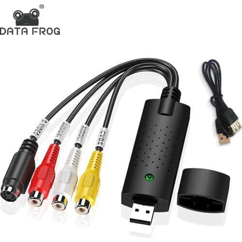 DATA FROG Video Adapter with Audio TV DVD VHS Audio Capture Card VHS Record Card Cable Adapter Converter Support Win 7/8/10