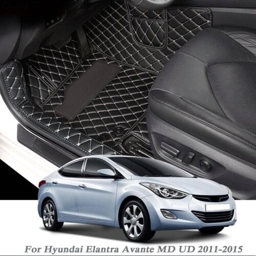 Car Styling PU Leather Floor Mat For Hyundai Elantra Avante MD UD 2011-2015 Auto Foot Pad Carpet Warterproof Cover Accessories