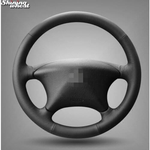 Shining wheat Black Genuine Leather Car Steering Wheel Cover for Citroen Picasso C5 2004-2005