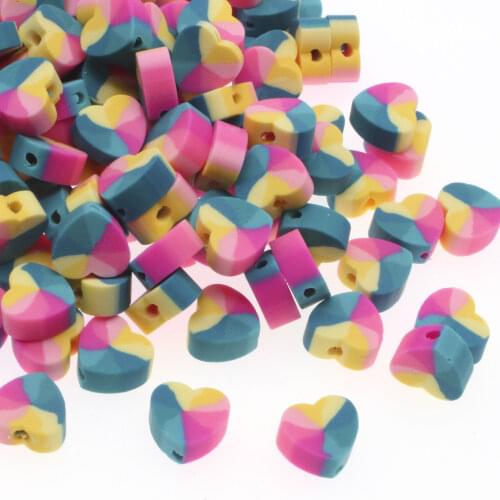 CHONGAI 100Pcs Love Heart Shape Polymer Clay Spacer Loose Beads For DIY Bracelet Necklace Accessories 10mm