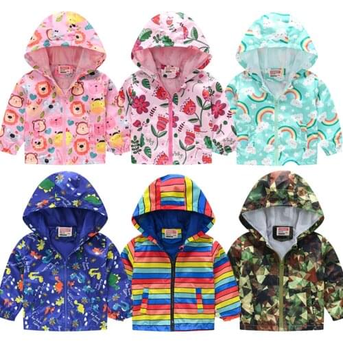 Children Jackets Autumn Spring Kids Outerwear Coats Cute Dinosaur Hooded Cartoon Jackets For Boys Girls Windbreaker 1-7Y Clothes