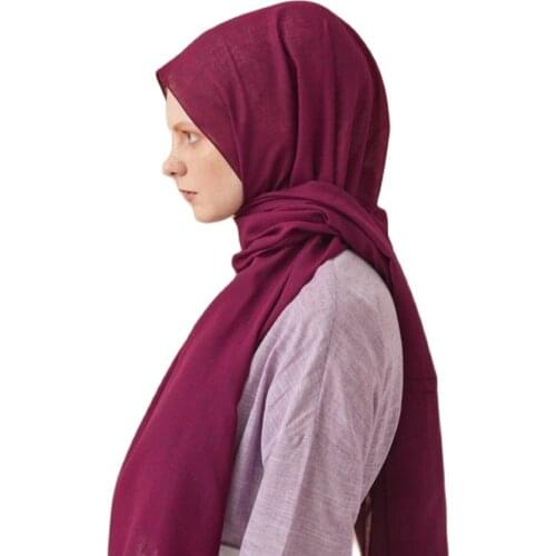 Hijabscarf muslim fashion islamic head turban linen purple 80*200 made in Turkey