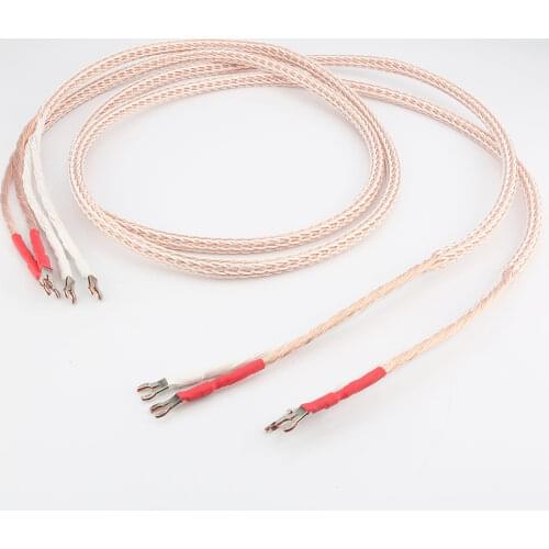 1 pair audio Hi-end DIY HIFI Silver Plated Y shape spade to banana plugs 12TC 24 core speaker cable Cord Wire