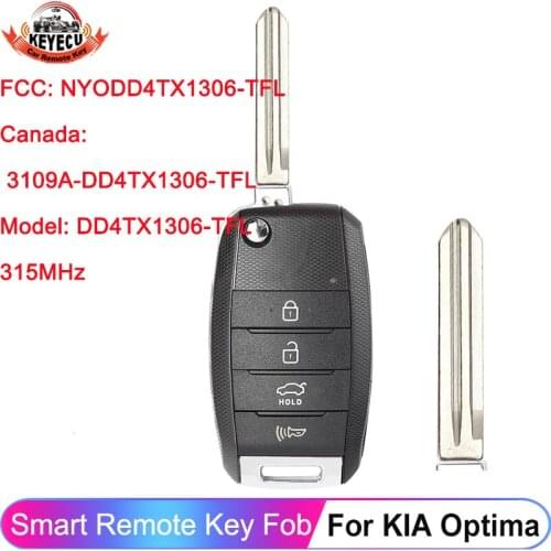 KEYECU Replacement Flip Remote Car Key Fob 3+1 Button 315MHz for Kia Rio 2014-2016 FCC ID: TQ8-RKE-3F05 95430-1W003