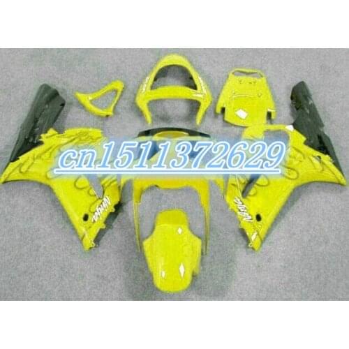 Dor-Motorcycle parts fairing kit for 2003 2004 Kawasaki ZX6R Ninja 636 black flames in yellow 03 04 Fairings set D