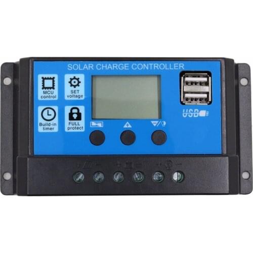 12V 24V Auto work PWM Solar Charge Controller with LCD Dual USB 5V Output Solar Cell Panel Charger Regulato