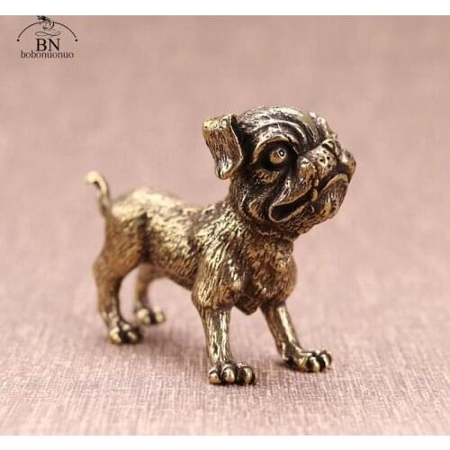 Copper Dog Figurine Miniature Small Desk Toy Ornament Vintage Brass Pet Puppy Sculpture Antique Animal Statue Decoration Crafts