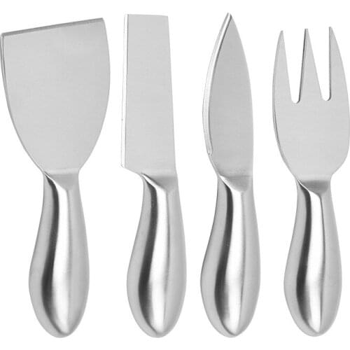 50Set/Lot Stainless Steel Silver Cheese Knives 4Pcs Set Cheese Cutlery Kitchen Gadgets Baking Tools Kitchen Gadgets