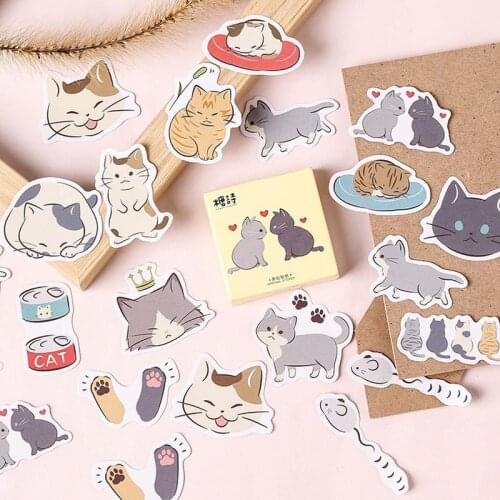 45pcs\pack Cute Cat Diary Washi Sticker Diy Album Scrapbooking Decoration Japanese Stick Sticker Kawaii School Stationery