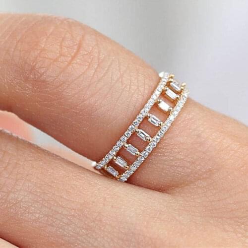 ZHOUYANG Unusual Rings For Women Hollow Out Cubic Zirconia Engagement Wedding Womens Ring Accessories Female Jewelry KCR181