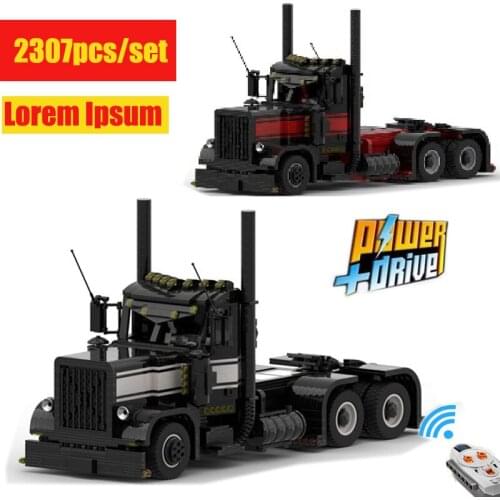 New MOC-32873 & MOC-32567 Peterbile 389 semi-trailer truck head Fit Technic Model Building Blocks Classic Kid Gift Toys Children