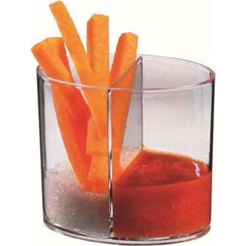 Promotion - Party Wedding Suppliers, Disposable Plastic Tableware, 85*65mm/60ml Mini Divided Tasting/French Fries Cup, 5/Pack