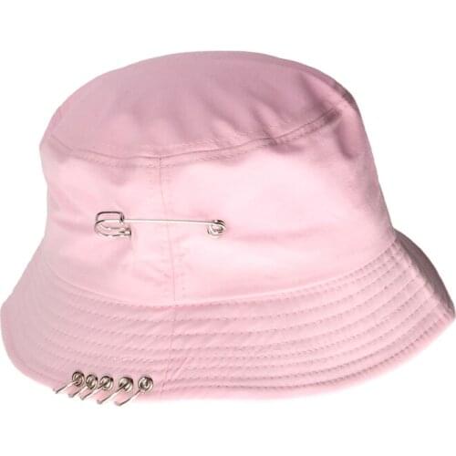 2021 pin Ring Pin Basin Hat Mens and Womens Tide Summer Harajuku Collapsible Fisherman cotton bucket hats