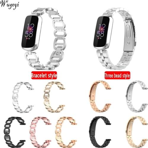 Suitable for Fitbit Luxe Watchband Metal Bracelet With Three Beads Stainless Steel Replacement Wristband