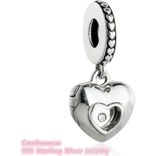 Fits Original Brand Bracelets 925 Sterling Silver Famous Brand Club Charm CZ Heart Dangle Spring Diy Jewelry