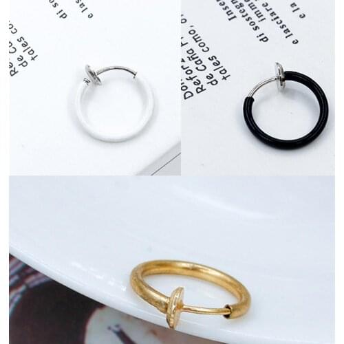 Europe America Simple Small Single Circle Gold Sliver Jewelry Earless Multi-functional Nose Ring Earrings Body Piercing Cli U8D4