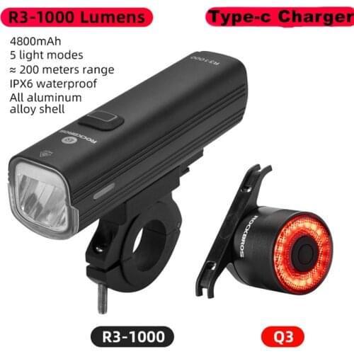 ROCKBROS Bike Light Bicycle Light Rainproof USB Charging LED Cycling Lights Front Lamp Headlight Aluminum Ultralight Flashlight