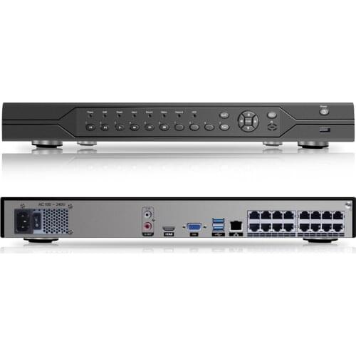 BESDER H.265 16CH 4MP PoE NVR ONVIF P2P XMEye Security Network Video Recorder POE H.265 16CH PoE Ports Two SATA Port 4K Output