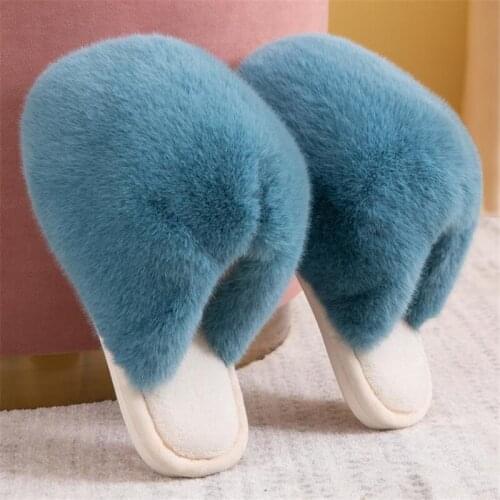 Womens Cartoon Large Amount Furry Cotton Slides Ladies Cute Fluffy Slippers Girls High Quality Anti-Slip And Warm House Shoes