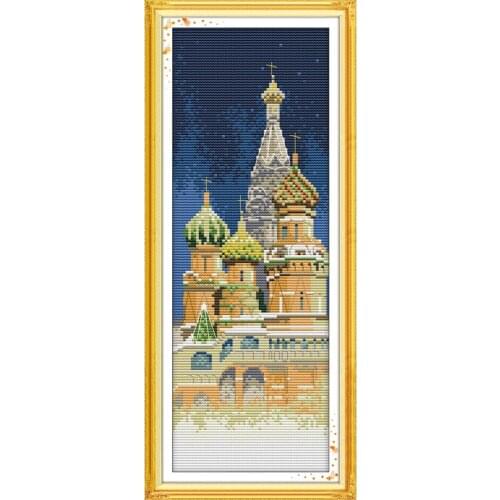 Everlasting Love The Russian Church Chinese Cross Stitch Kits Ecological Cotton Printed 11CT DIY New Year Christmas Decorations