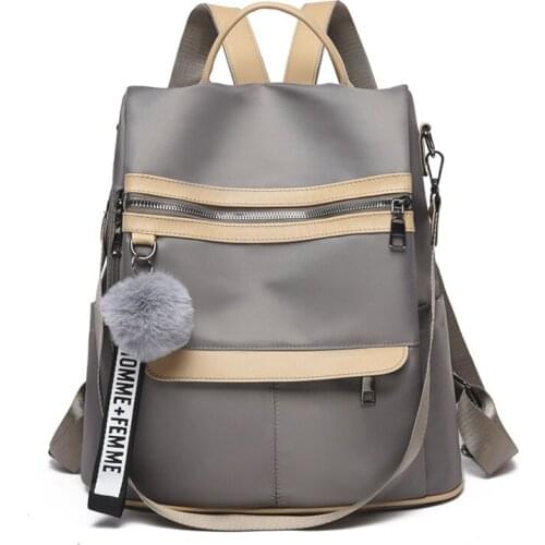 Waterproof Casual Women Backpack Purse Anti-theft Rucksack Mochila Hairball Lightweight School Shoulder Bag for Teenagers Girls