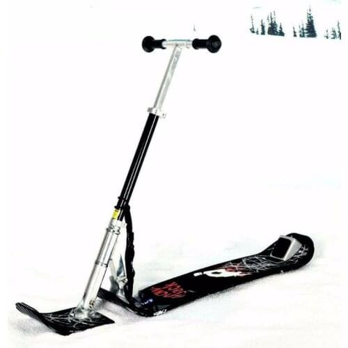 Adult Teen Child Portable Sled Ski Scooter Adjustable Direction Lightweight Durable Winter Outdoor Sports Black