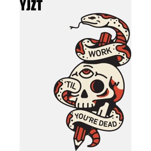 YJZT 6.8CM*11.8CM Car Styling Skull You're Dead Work Helmet Window Car Sticker Decal 6-2572