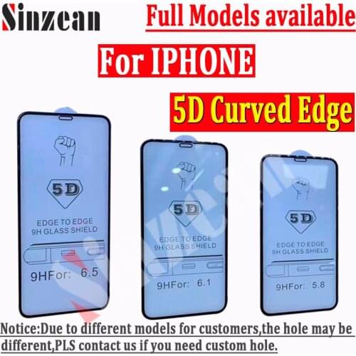 100pcs For IPHONE 13/12 Pro/11 Pro MAX/XS/XR Full Cover 5D Tempered Glass For IPHONE 7/6s/8 Plus Curved Edge Screen Protector