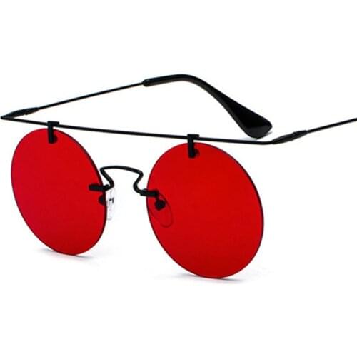 SHAUNA Super Light Weight Women Rimless Round Sunglasses Fashion Men Mirror Lens Gothic Punk Glasses