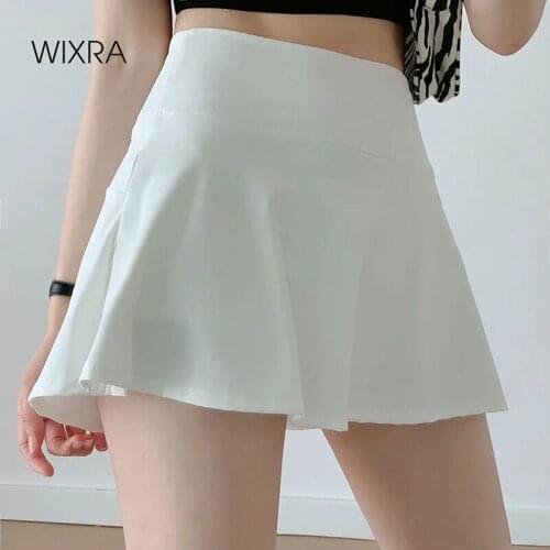 Wixra Women Mini Skirts High Elastic Waist A Line Cothing Party Club Sports Streetwear Ladies Summer