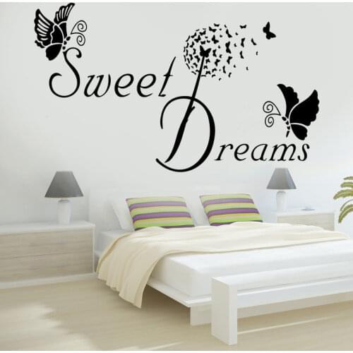 1pcs New English SWEET DREAMS carved wall stickers living room childrens room green home decoration