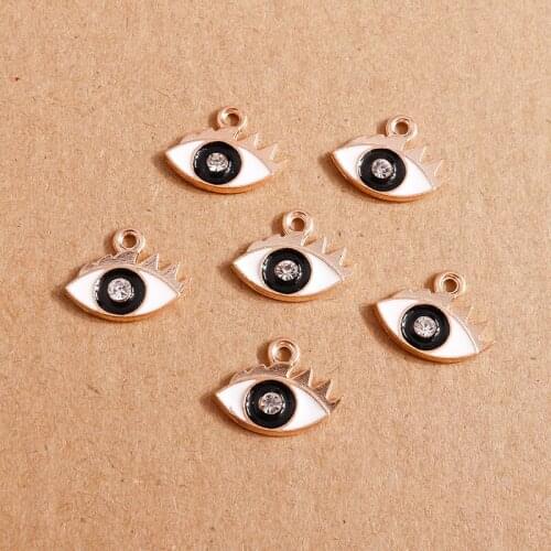 10pcs 15*12mm Enamel Crystal Eyes Charms Pendant for DIY Making Necklace Cute Drop Earrings Women Handmade Jewelry Accessories