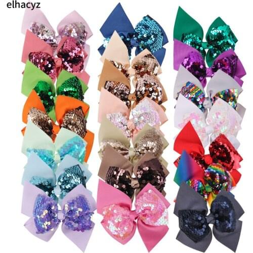 10pcs/lot NEW 4.5'' Grosgrain Ribbon Bow Clips Reversible Sequin Bows With Clips Chic Hair Bows Clips Hairpin Hair Accessories