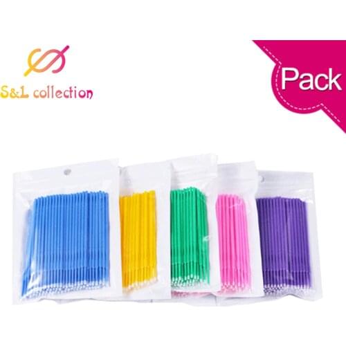 100Pcs Disposable Make up Eyelashes Individual Lashes Removing Cotton Swab Micro Brushes Eyelash Extensions Makeup Tools