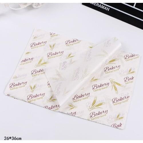 100Pcs / Batch Packaging Wax Paper Food Grade Grease Paper Food Wrapping Paper Sandwich Hamburger Fries Oil Paper Random Color