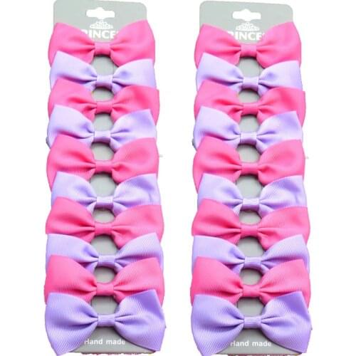 20PCS/Lot Purple and Dark Pink With Hairpins Grosgrain Ribbon Bows Clips 2020 Korean Creativity Hair Accessories For Baby Girls