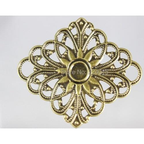 50pcs/lot Fashion Metal Connectors Ancient Bronze Tone Flower Filigree Wraps Findings Hair Jewelry Embellishments,47*40mm