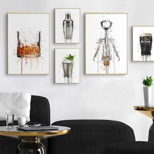 Abstract Cocktails Canvas Painting Graffiti Nordic Wall Art Poster Print Fashion Decorative Picture for Restaurant Bar Pub Decor
