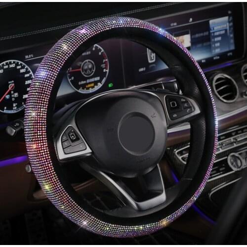 Bling car steering wheel cover 15.5 inch women rhinestones interior accessories 38cm 36cm 39cm for honda corolla civic bmw x5 x6