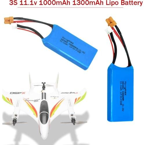 RC Toys Battery 3S 11.1v 1000mAh 1300mAh Lipo Battery for XK X450 FPV RC Drone Spare Parts 3S Rechargeable Battery XT30 plug