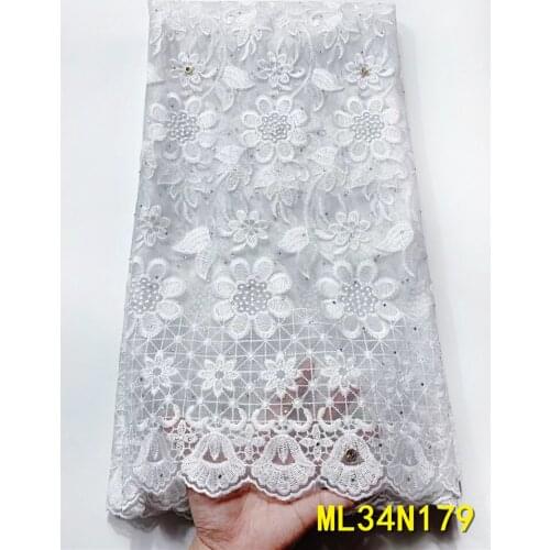 BEAUTIFICAL 2020 Net lace fabric new design nigerian net lace mix wax fabric for dress 5yards with stones ML34N179