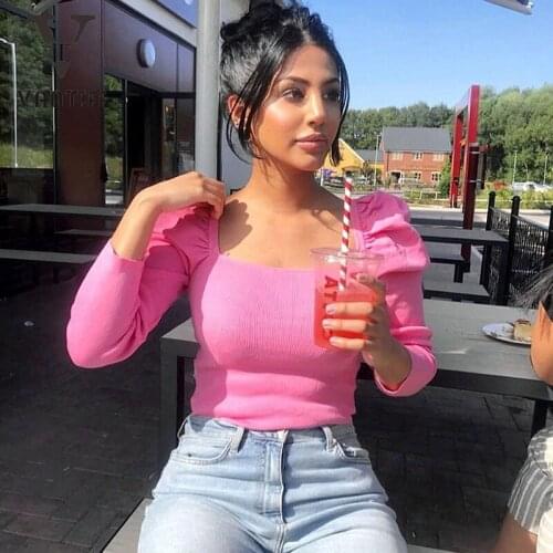 Bodycon Crop Tops Gothic Harajuku Zipper Long Sleeve Fashion Girl Top Square Collar T-shirt Female Threaded Retro Wind Top