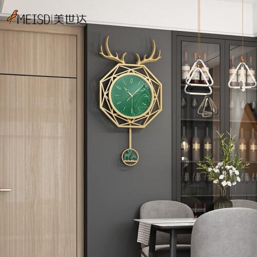MEISD Large Wall Clock Modern Deer Designer Kitchen Watch Silver Horloge Creative Living Room Home Interior Decor Free Shipping