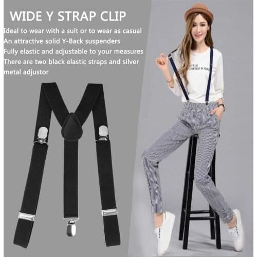 Carlota Elastic Y-Shape Adjustable Braces Unisex Mens Womens Pants Braces Straps Belt Clothing Clip-on Suspenders Cute Stylish