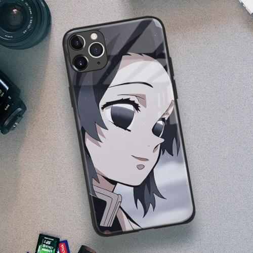 Shinobu Kocho Kimetsu No Yaiba Anime Soft TPU Glass Phone Case for IPhone SE 6s 7 8 Plus X Xr Xs 11 12 Mini Pro Max Samsung