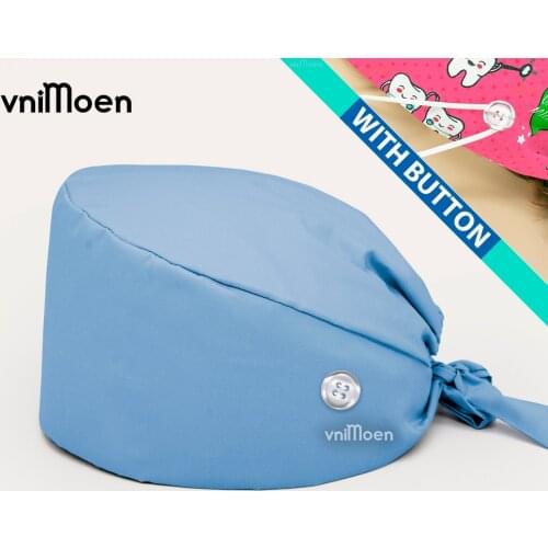 Sky blue operating caps Adjustable Working Caps, Bouffant Hats with Buttons, Working Caps for Women and Men nursing accessories