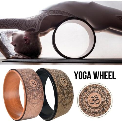 Wooden Yoga Wheel Pilates Circle Professional TPE Natural Cork Circles Gym Workout Back Training For Body Building Fitness Shape