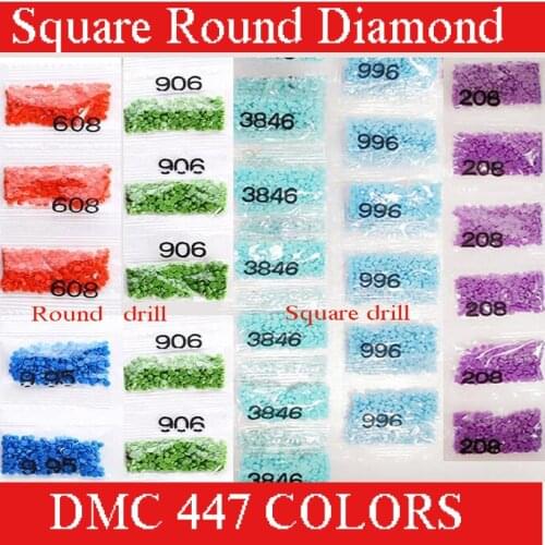 Diamond painting accessory Wholesale Square/ round Rhinestone Resin Diamonds 447 Colors can choose color accessory Blank canvas